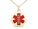 14K Yellow Gold Medical Charm Pendant Necklace with Chain (1 Inch)